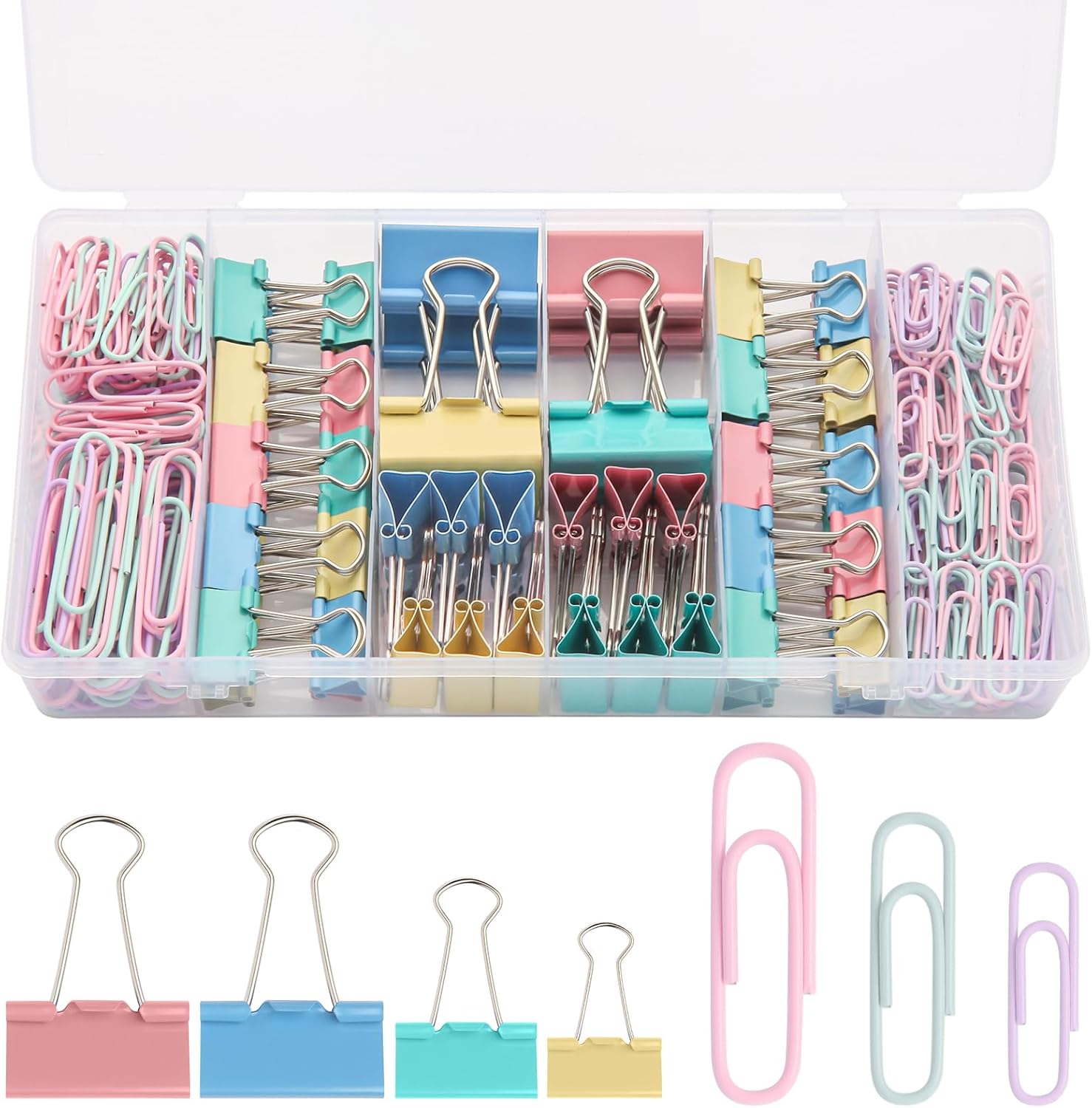 Binder Clip Assorted - 240PCS Colored Assorted Paper Clips and