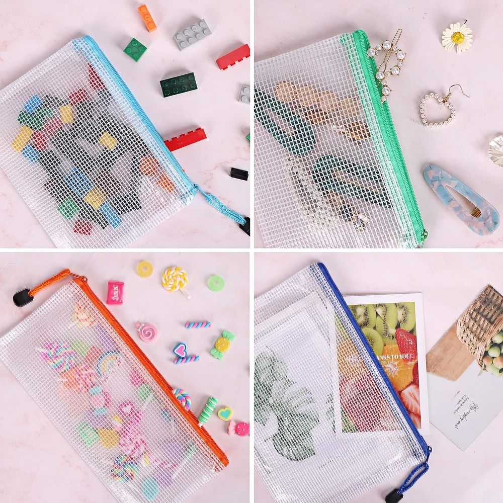 Portfolio Folder Zip - Cosmetic Makeup Bags Mesh Zipper Pouch