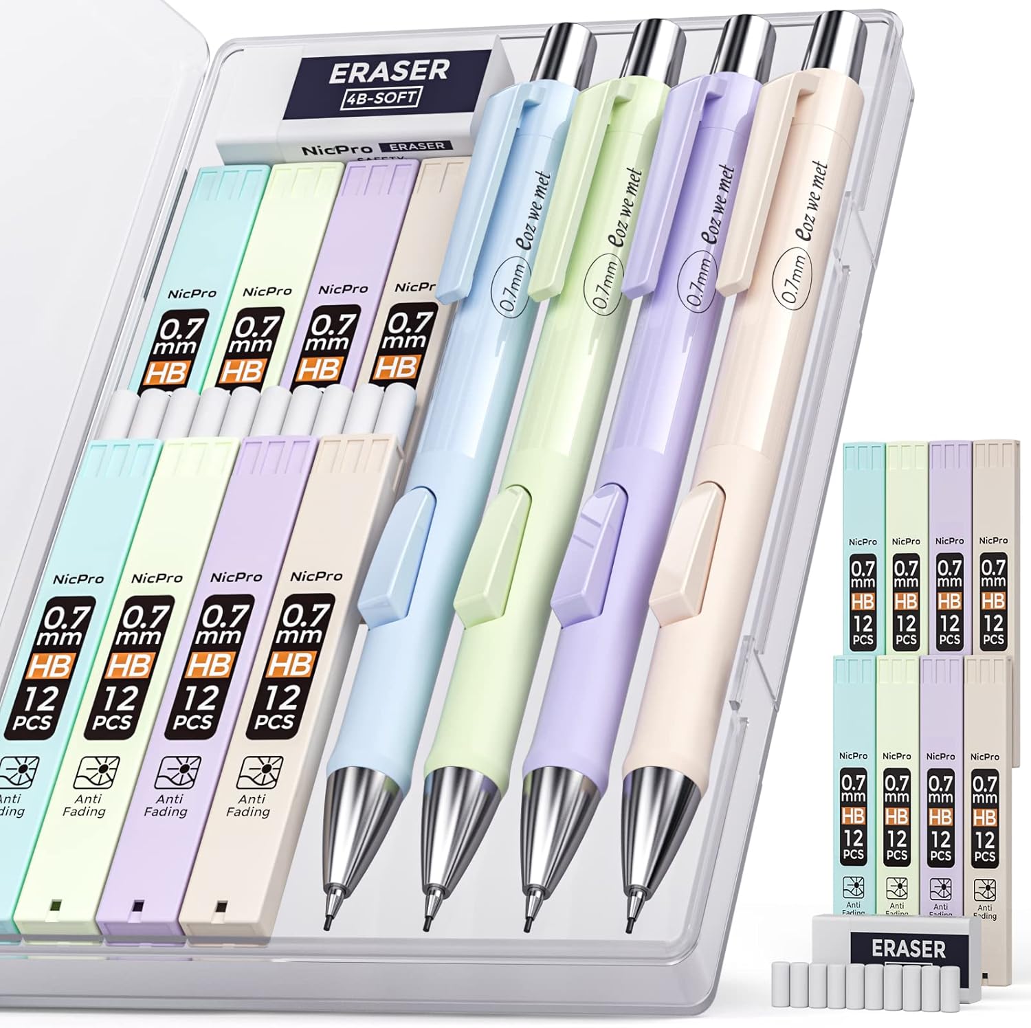 Highlighter Set Pastel - 4 Pack Pastel 0.7mm Mechanical Pencils
