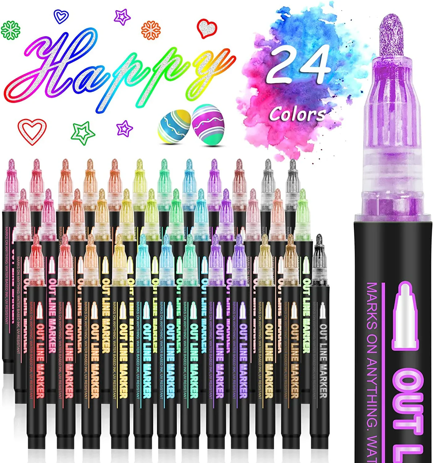 36 Color Double Line Outline A - Highlighter Set Pastel recensione e prezzo