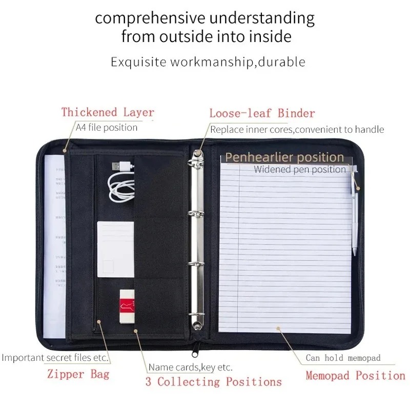 Large Black Business Portfolio - Portfolio Folder Zip recensione e prezzo