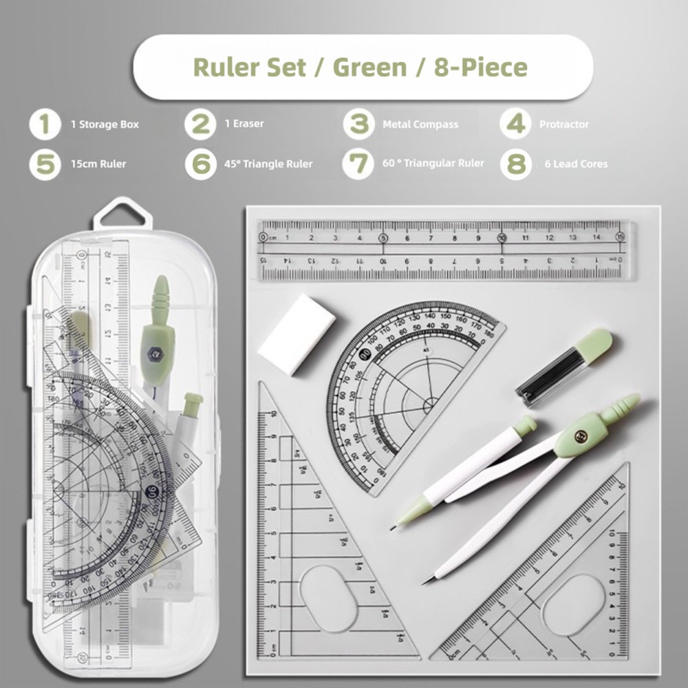 8PCS/Set Plastic Ruler Compass - Ruler Set Transparent recensione e prezzo