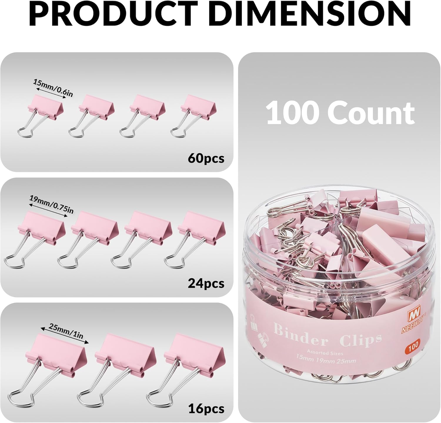 100 Count Binder Clips Assorte - Binder Clip Assorted recensione e prezzo